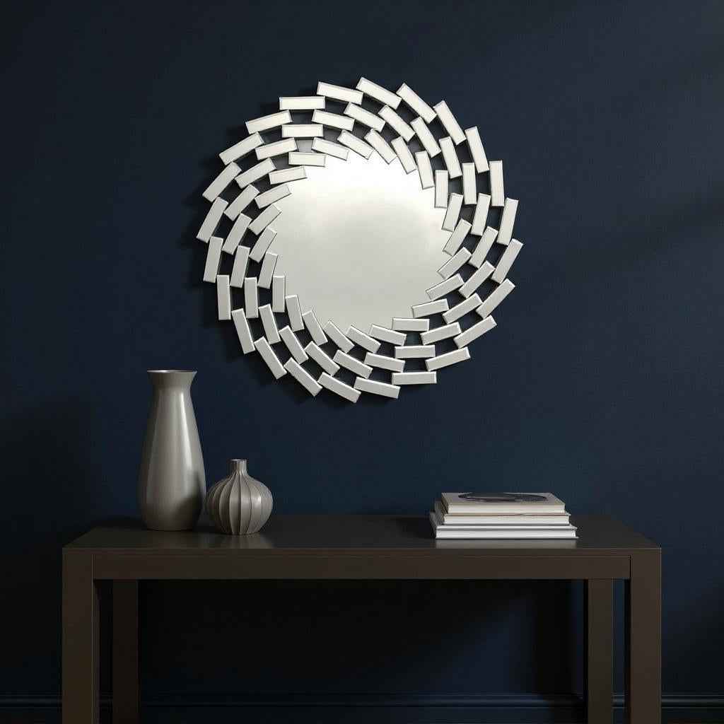 20" Silver Round Sunburst Frameless Accent Mirror