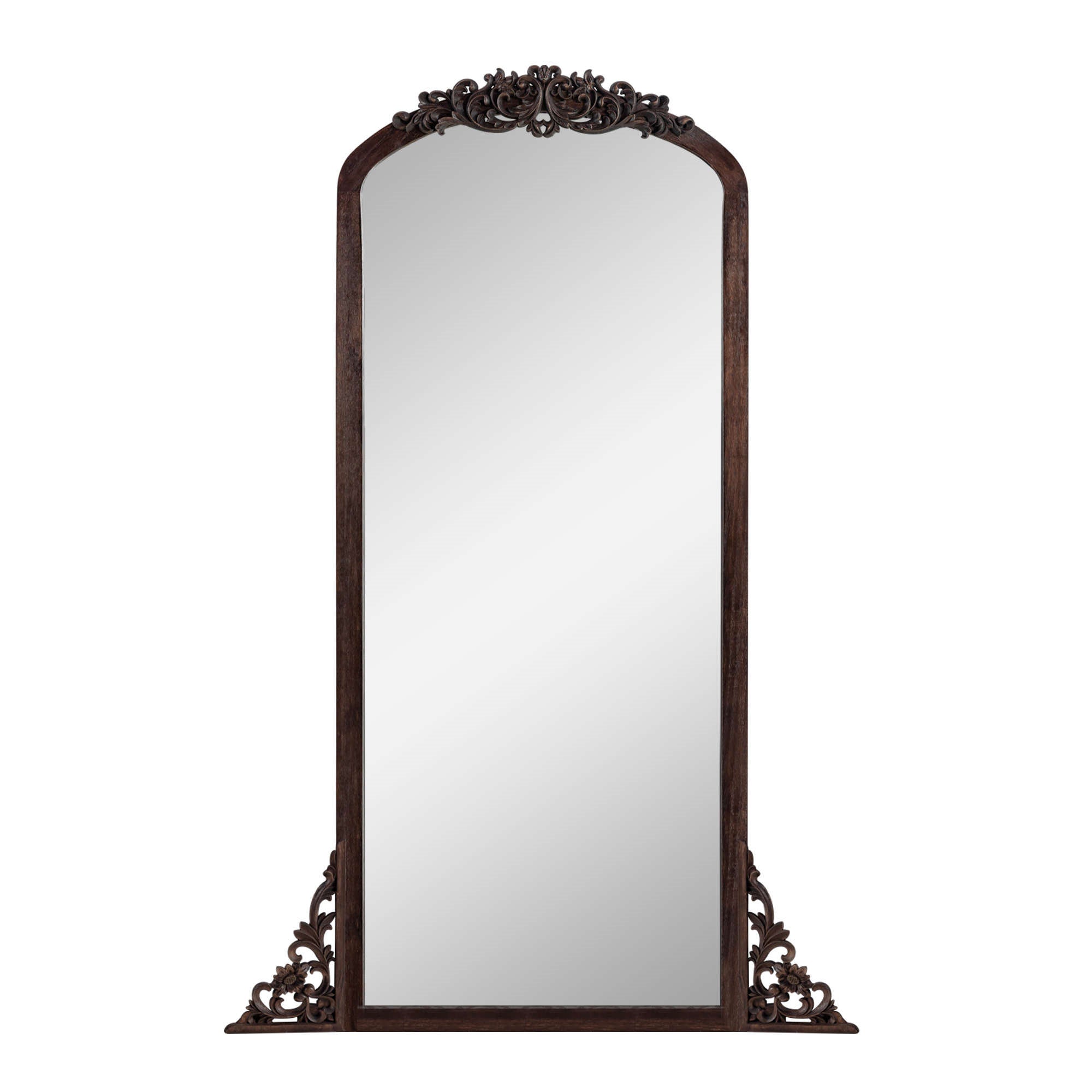 64" Brown Solid Wood Framed Full Length Mirror - Bed & Bath