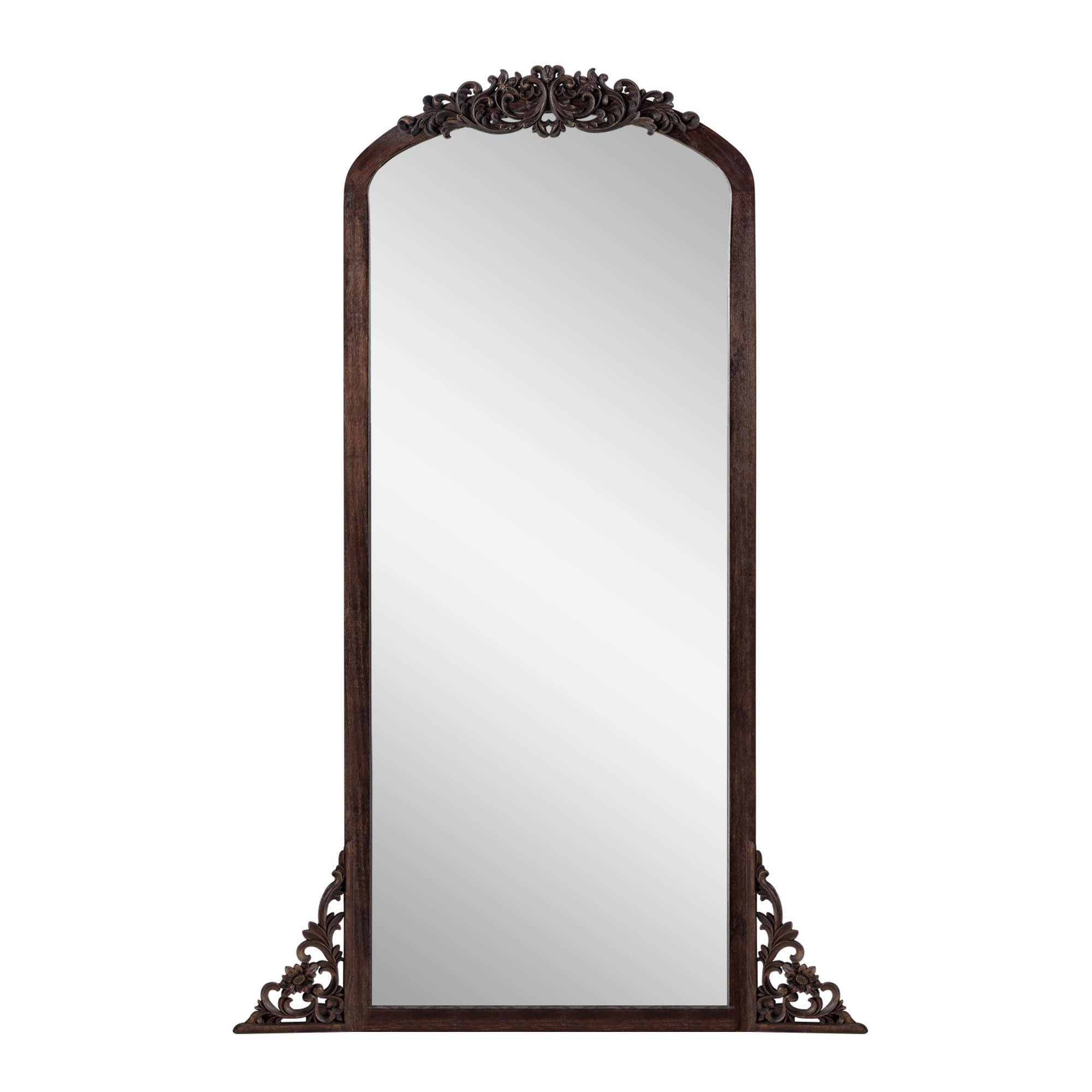 64" Brown Solid Wood Framed Full Length Mirror - Bed & Bath
