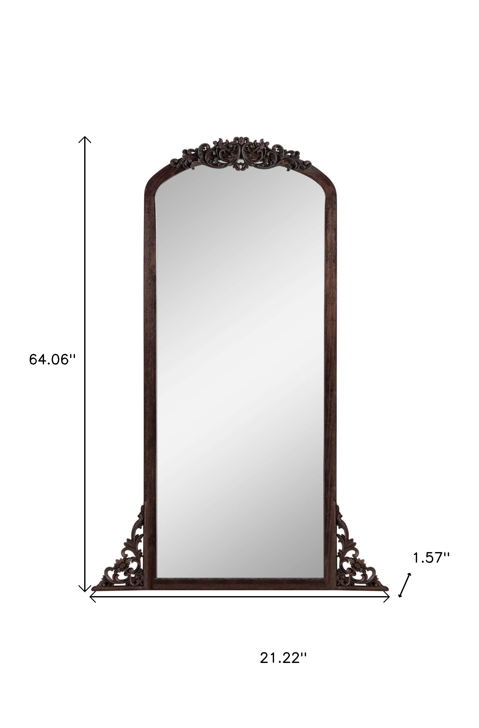 64" Brown Solid Wood Framed Full Length Mirror - Bed & Bath