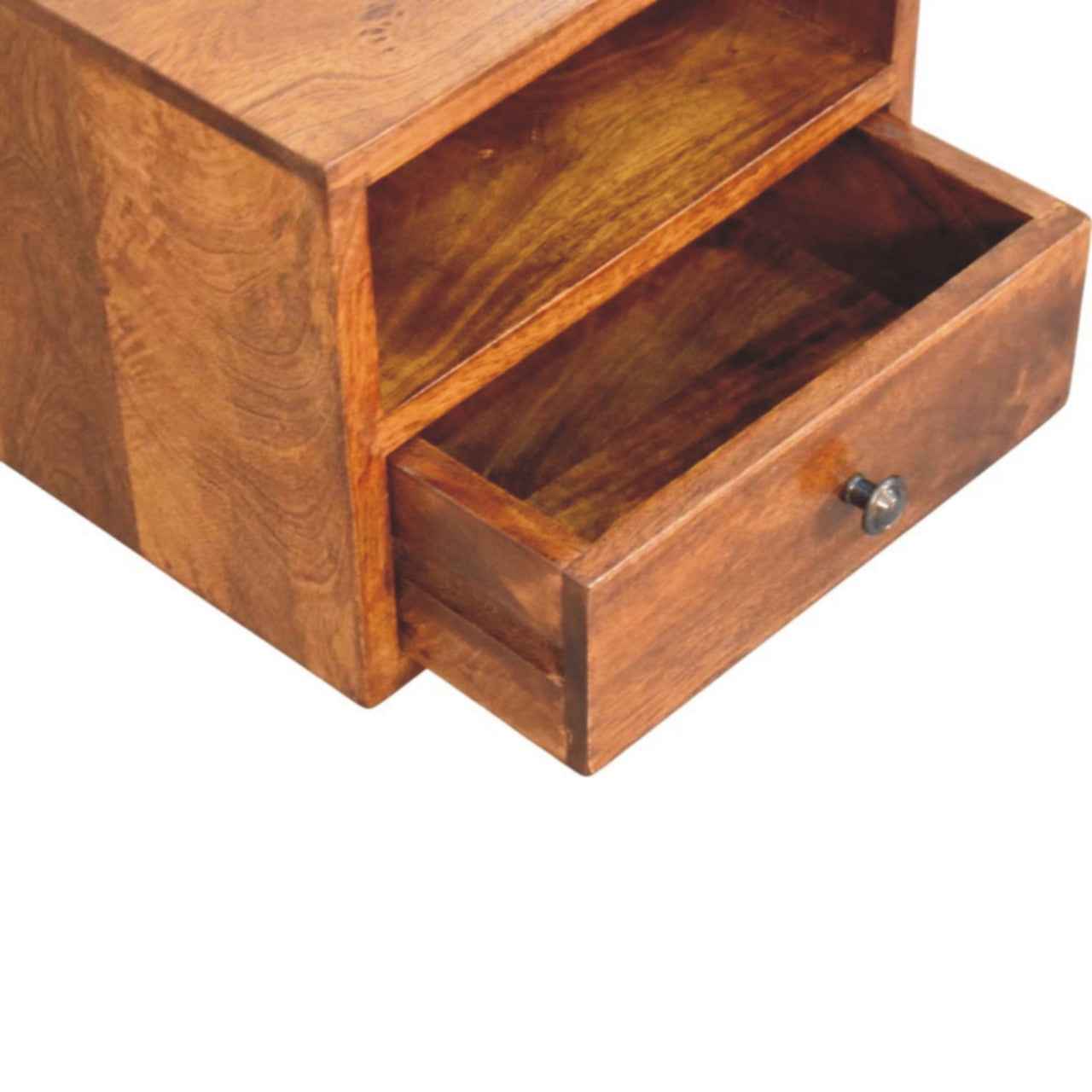 12" Chestnut Solid Wood Square One Drawer Floating Nightstand