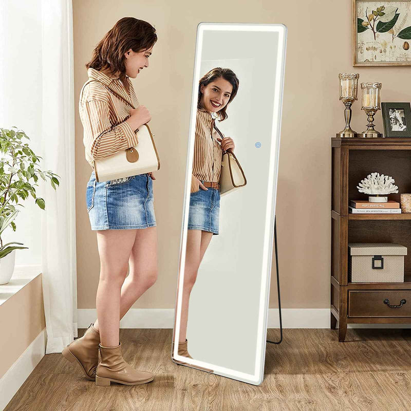 64" Clear Lighted Freestanding and Wall Mount Frameless Full Length Mirror