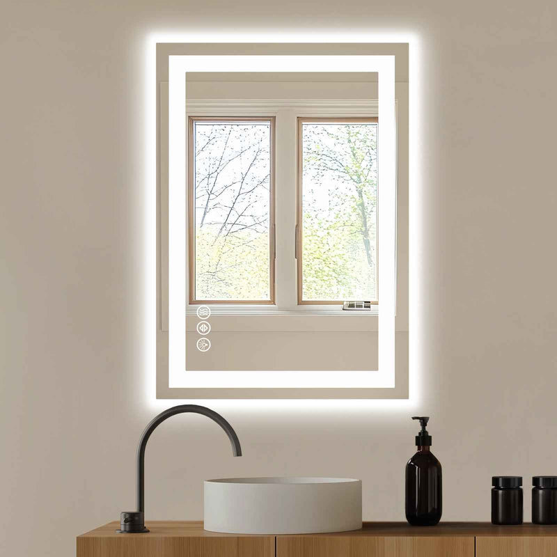 20" Clear Lighted Frameless Bathroom Vanity Mirror