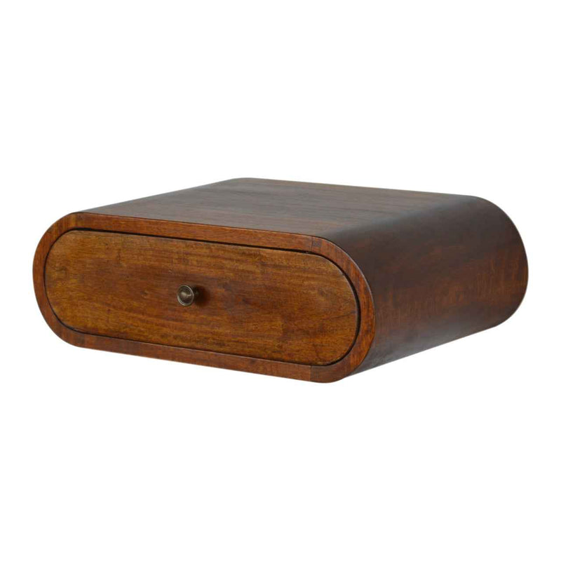 18" Chestnut Solid Wood Oval One Drawer Floating Nightstand