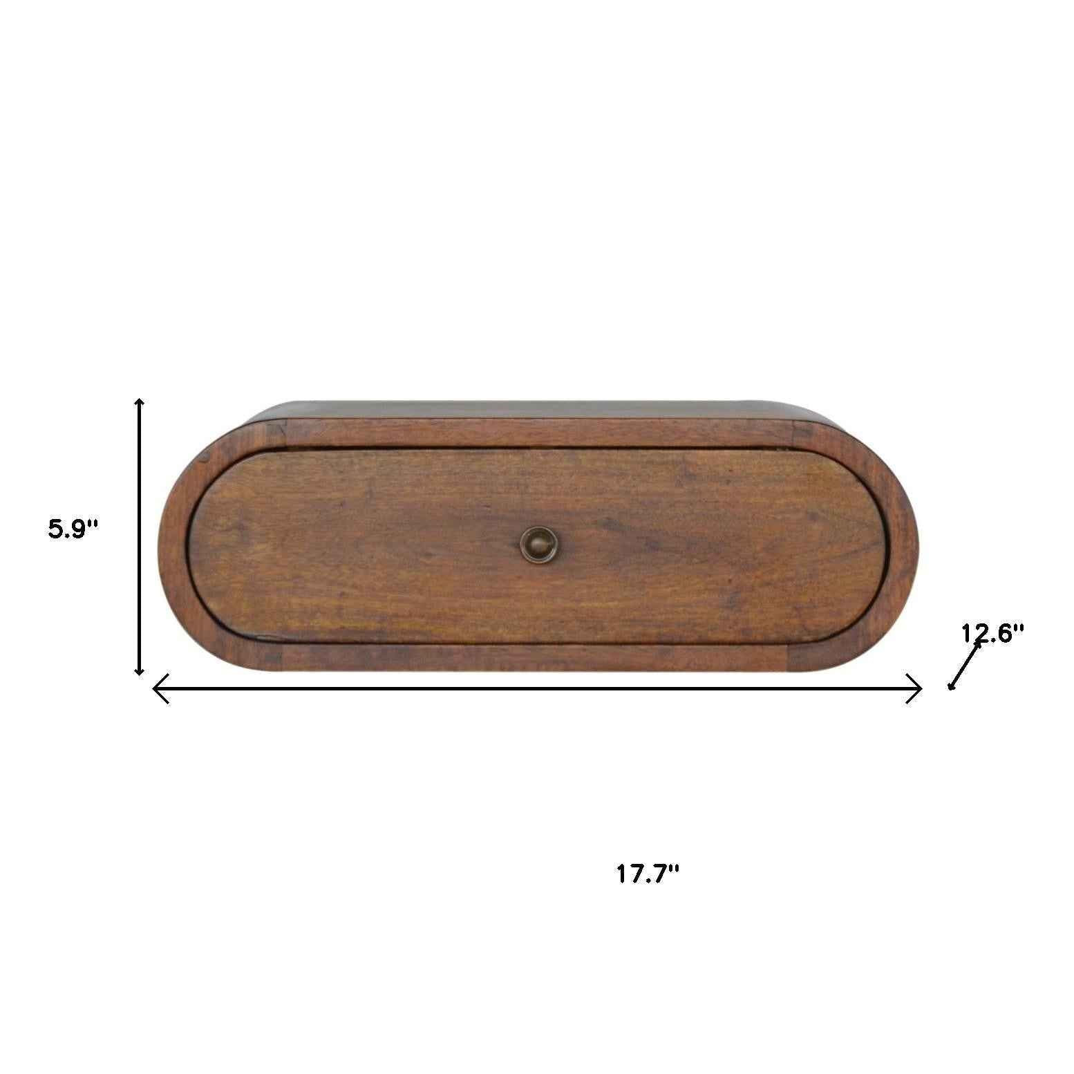 18" Chestnut Solid Wood Oval One Drawer Floating Nightstand