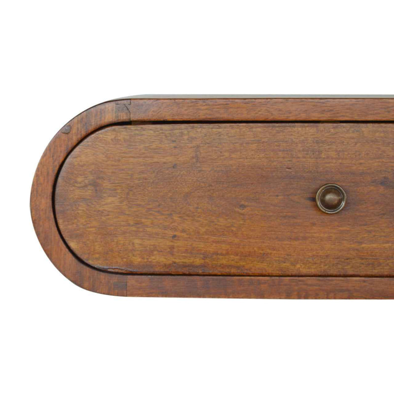 18" Chestnut Solid Wood Oval One Drawer Floating Nightstand