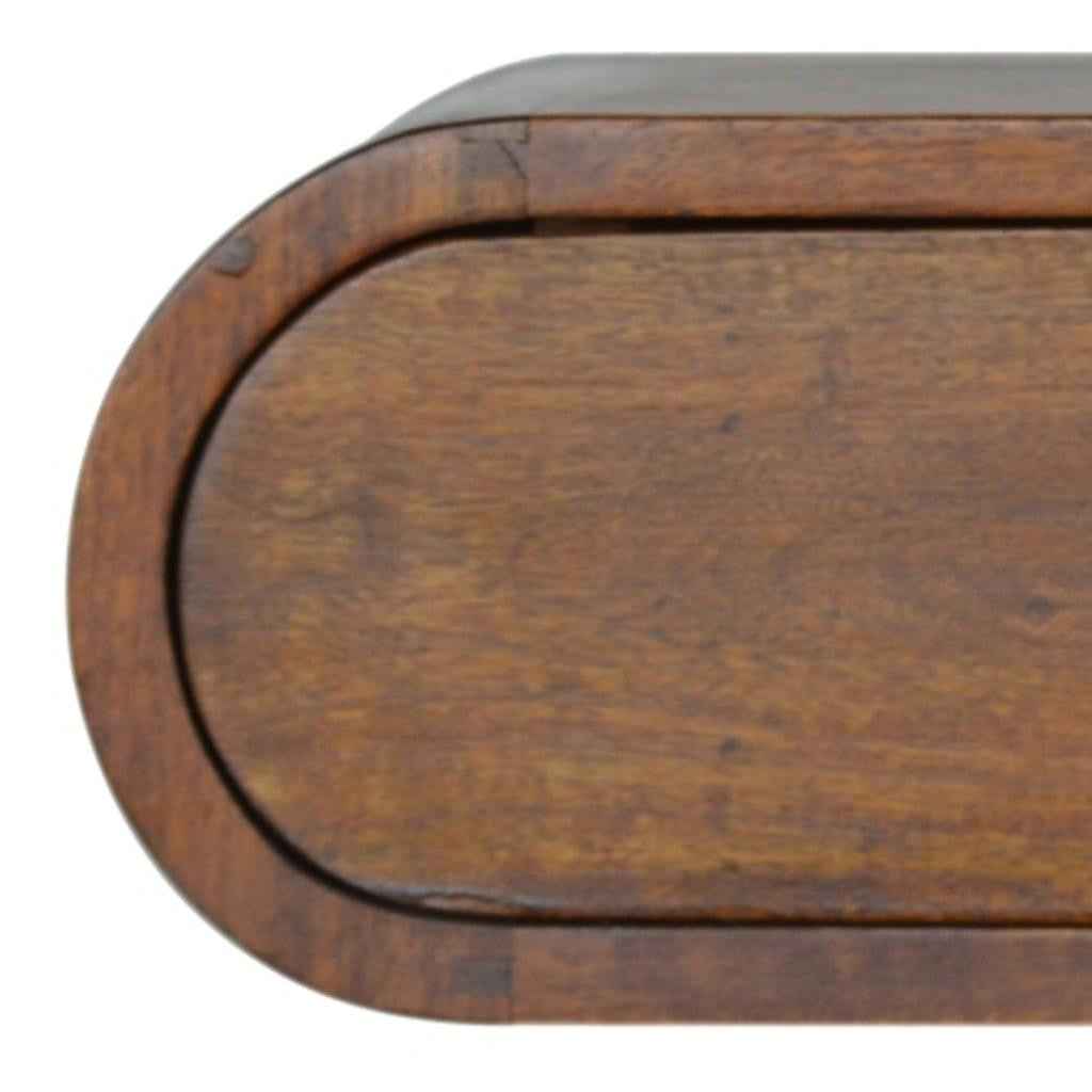 18" Chestnut Solid Wood Oval One Drawer Floating Nightstand