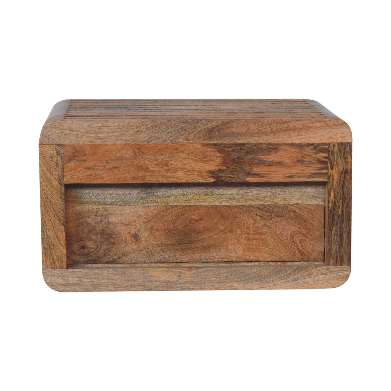 18" Brown Solid Wood Carved Geometric Floating Nightstand