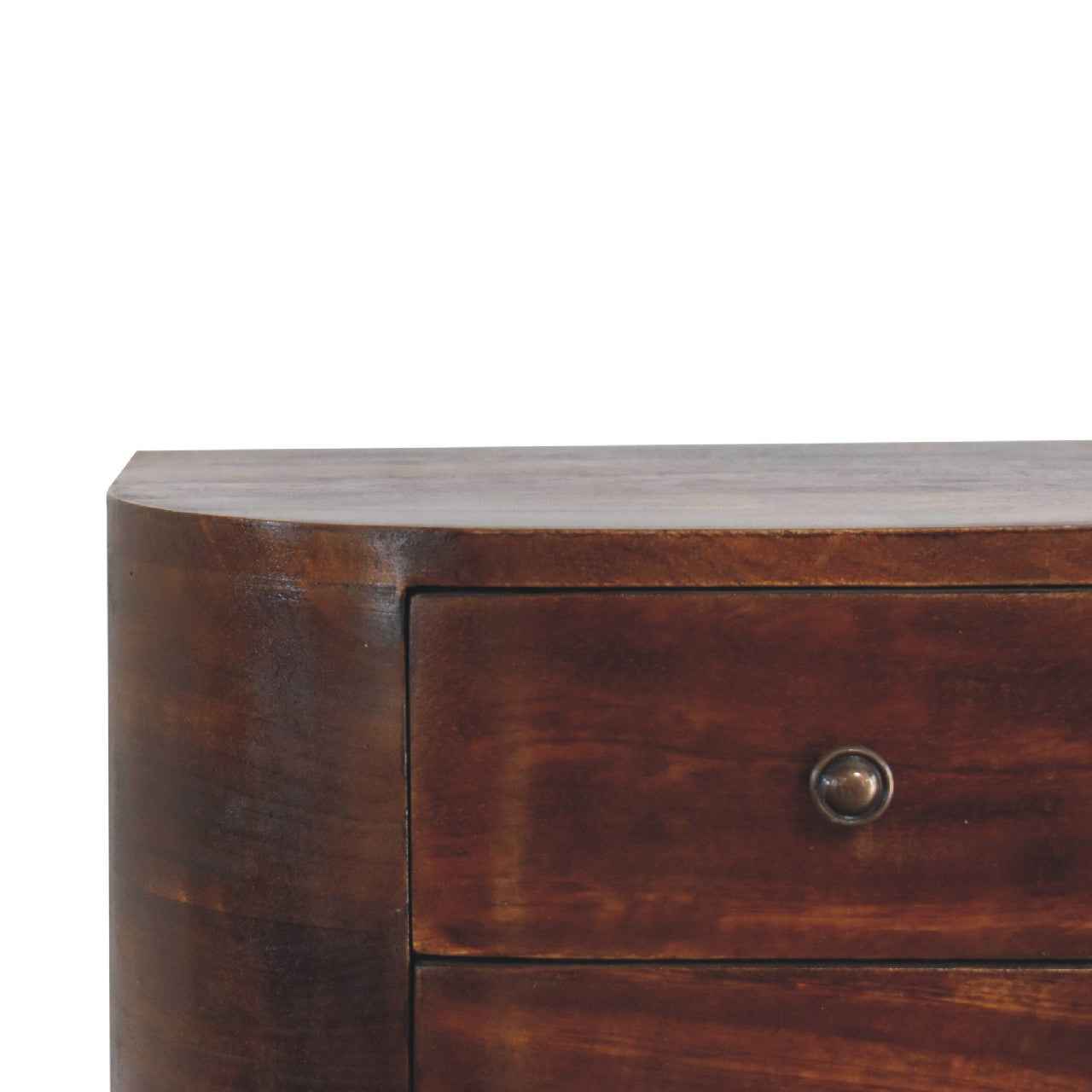 18" Brown Solid Wood Round Two Drawer Floating Nightstand