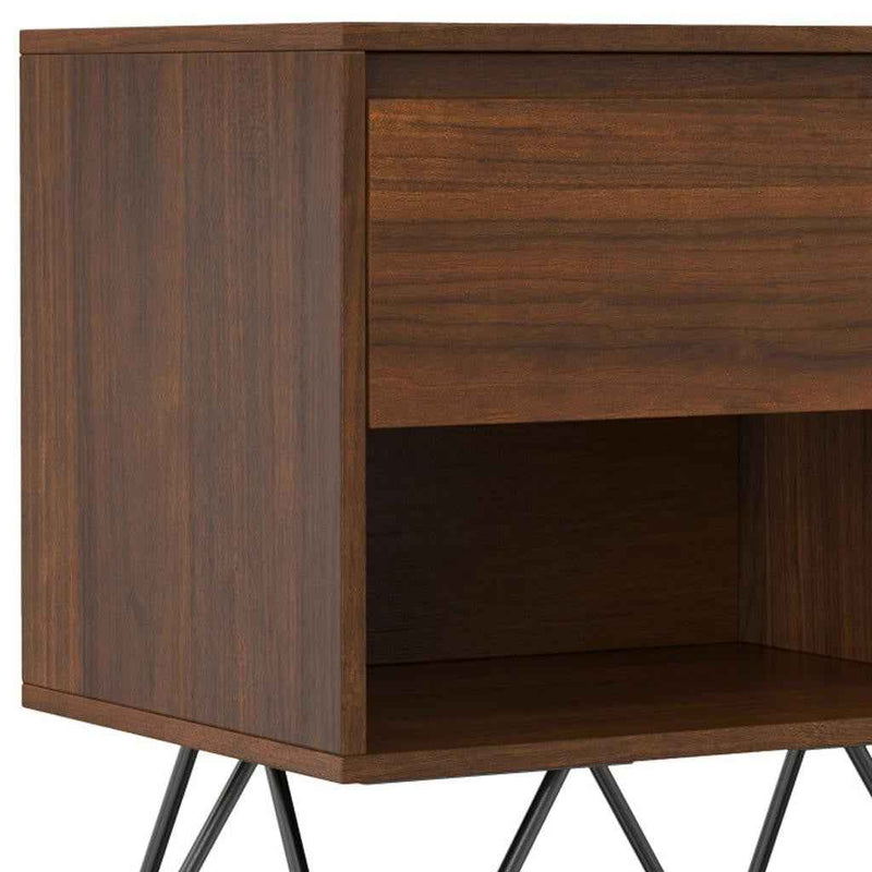24" Walnut Solid Wood Two Drawer Nightstand