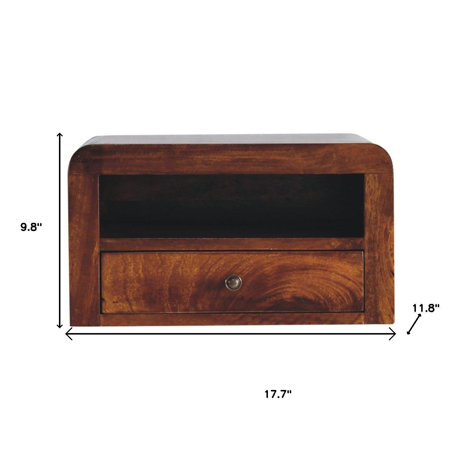 18" Chestnut Solid Wood One Drawer Floating Nightstand Default Title
