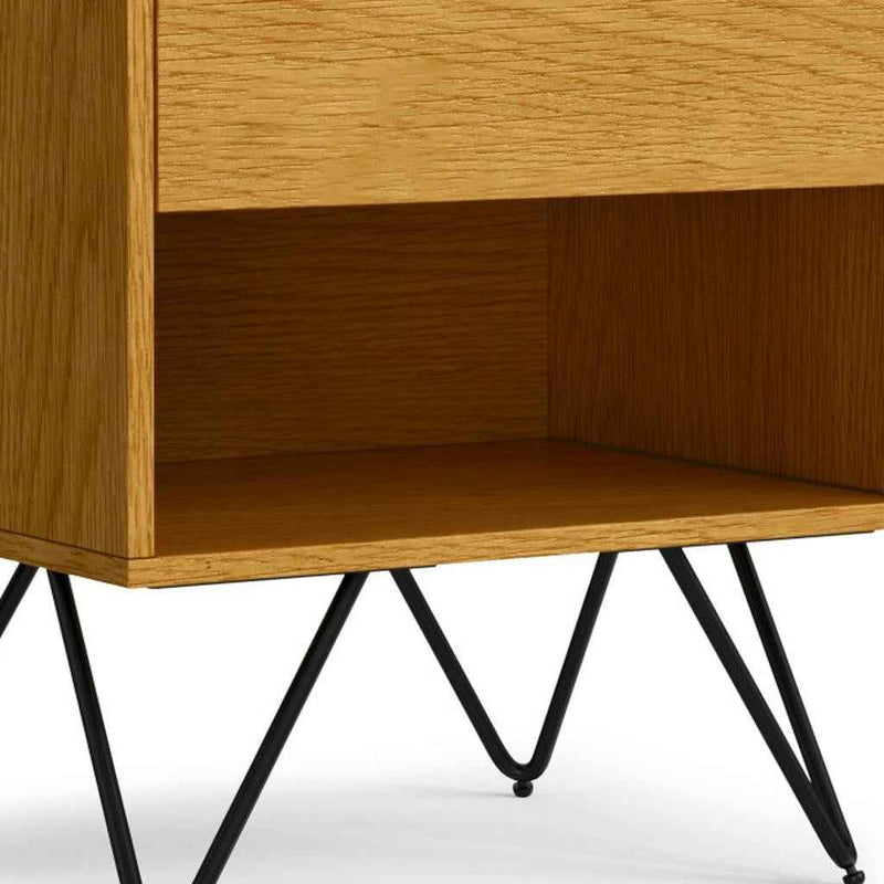 24" Oak Solid Wood Two Drawer Nightstand