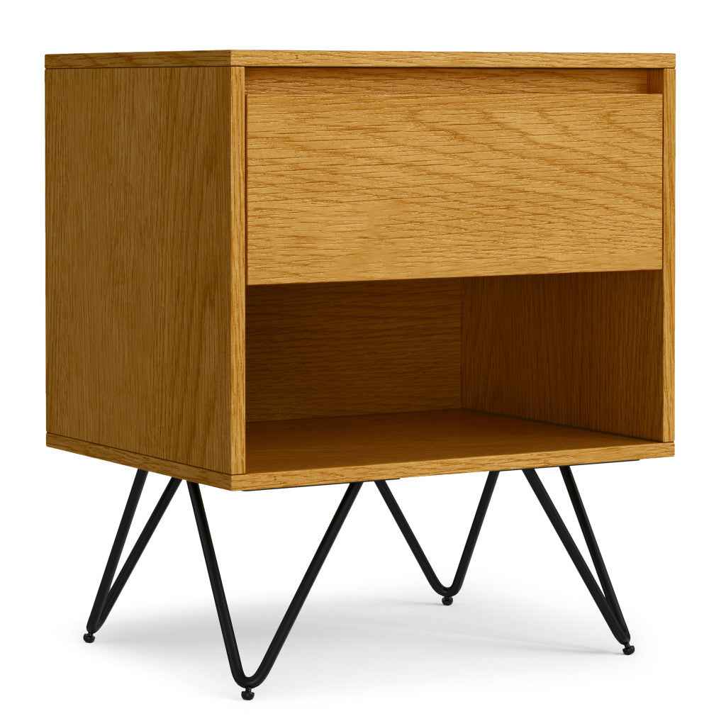 24" Oak Solid Wood Two Drawer Nightstand