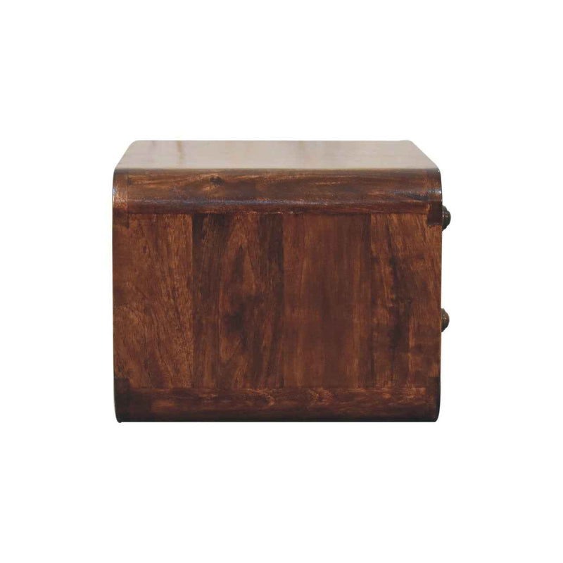 18" Brown Solid Wood Two Drawer Floating Nightstand