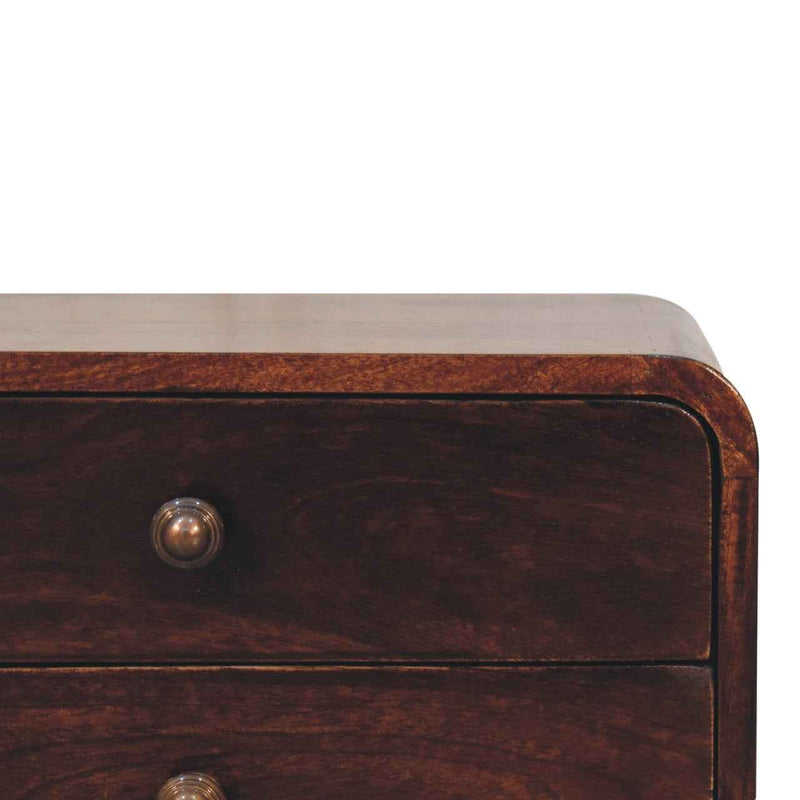 18" Brown Solid Wood Two Drawer Floating Nightstand