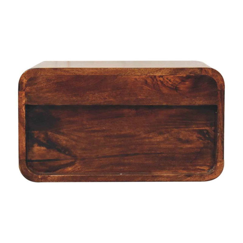 18" Brown Solid Wood Two Drawer Floating Nightstand