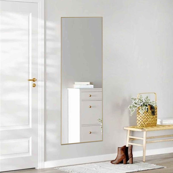 63" Gold Metal Freestanding and Wall Mount Framed Full Length Mirror