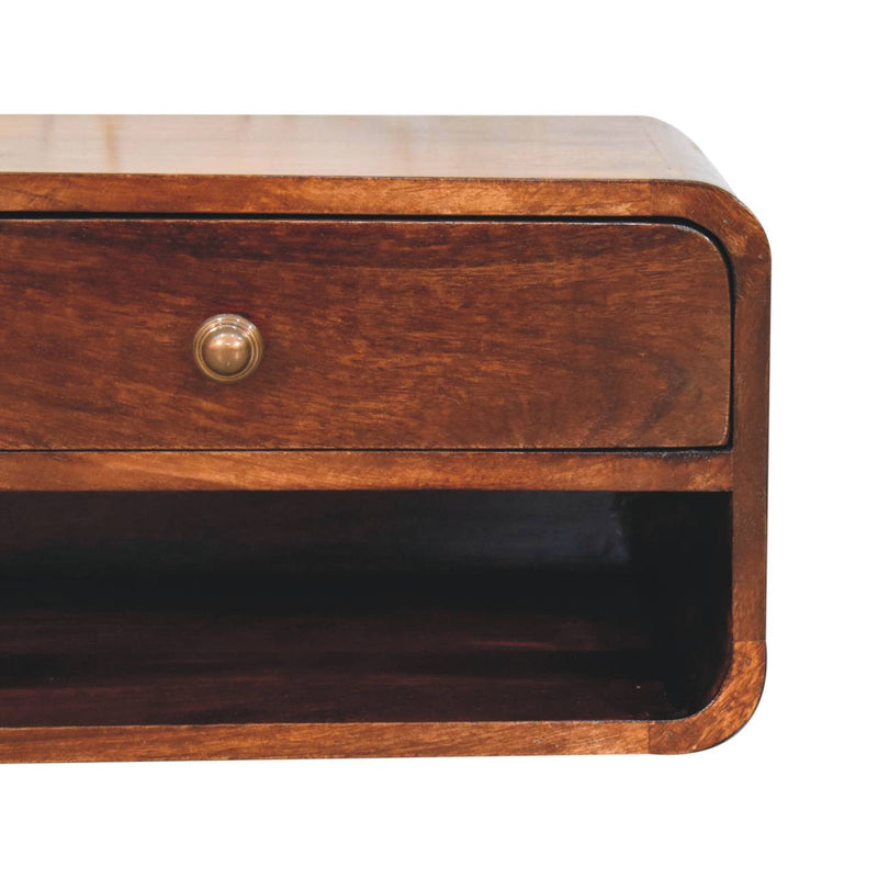 18" Brown Solid Wood One Drawer Floating Nightstand