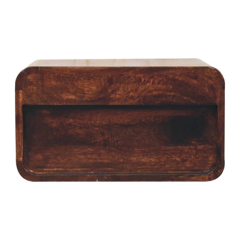 18" Brown Solid Wood One Drawer Floating Nightstand