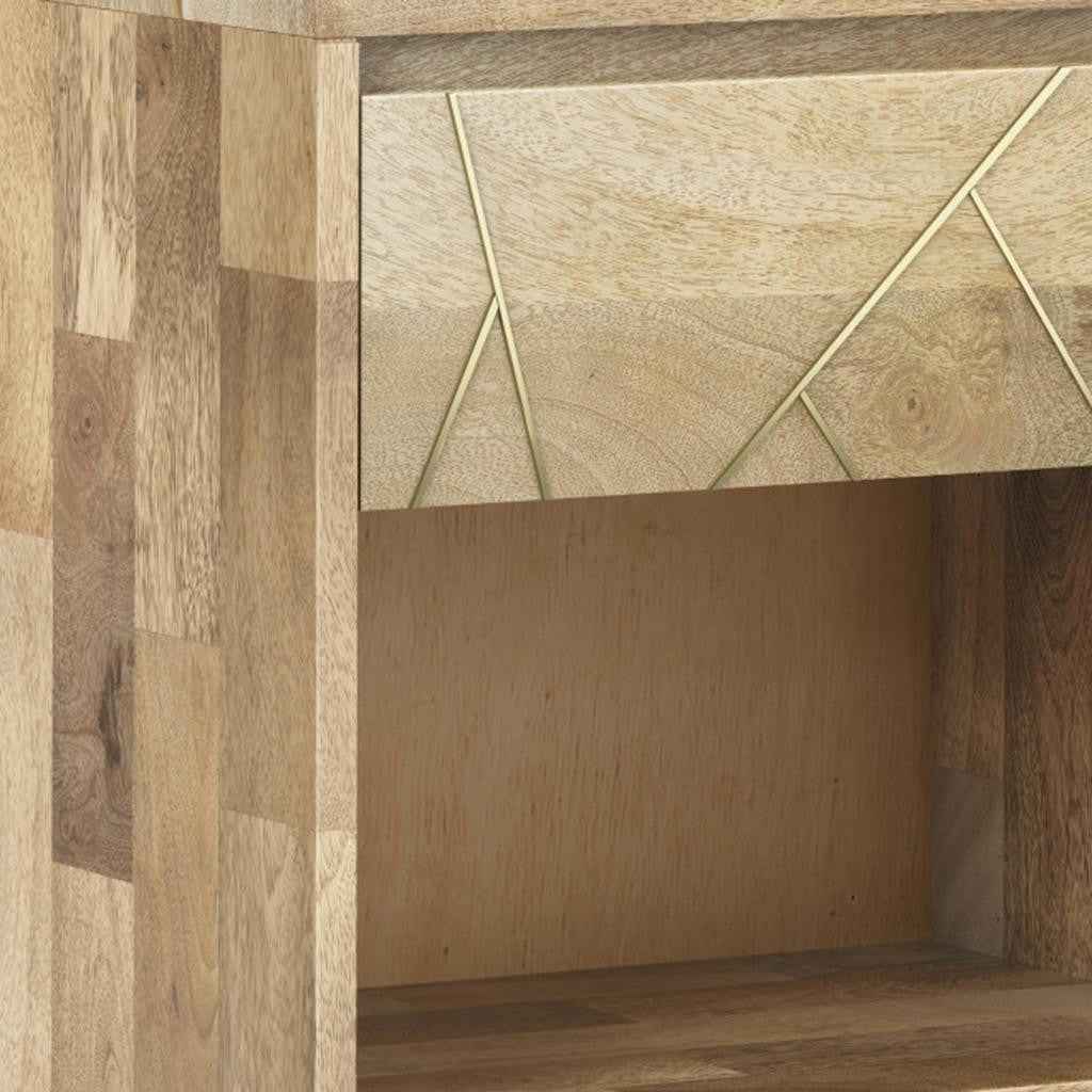 24" Natural Solid Wood Two Drawer Nightstand