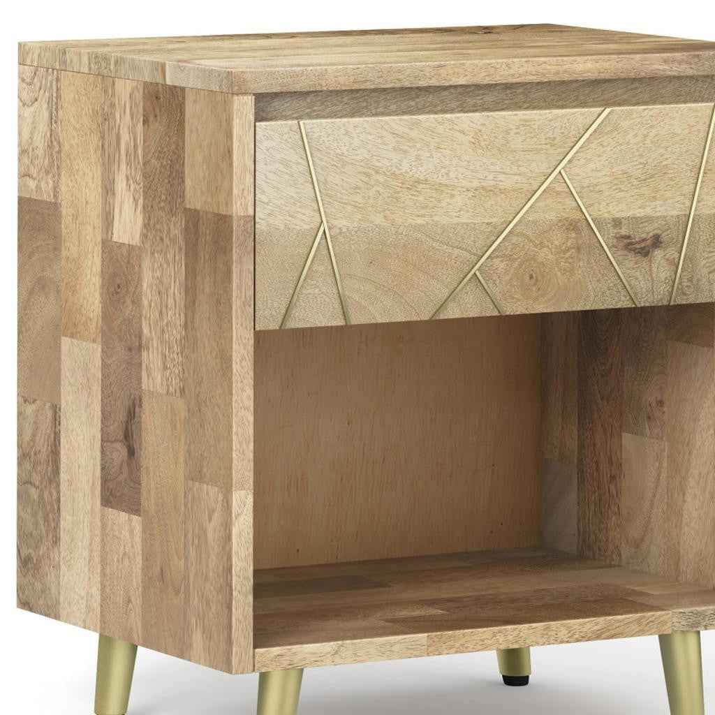 24" Natural Solid Wood Two Drawer Nightstand