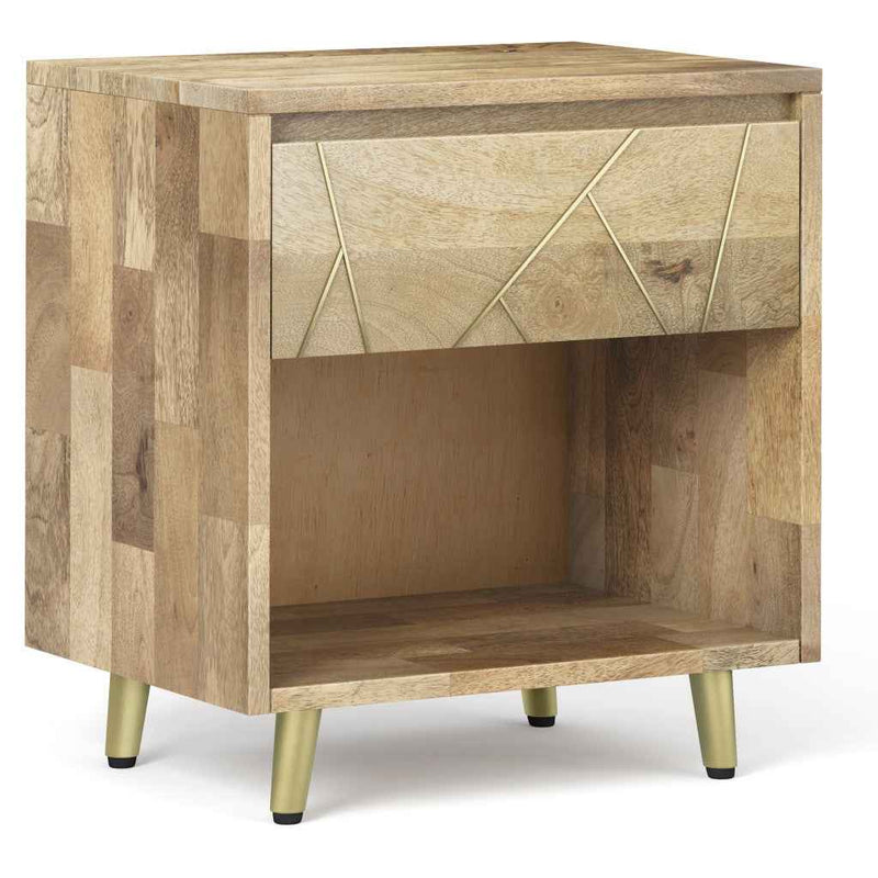 24" Natural Solid Wood Two Drawer Nightstand