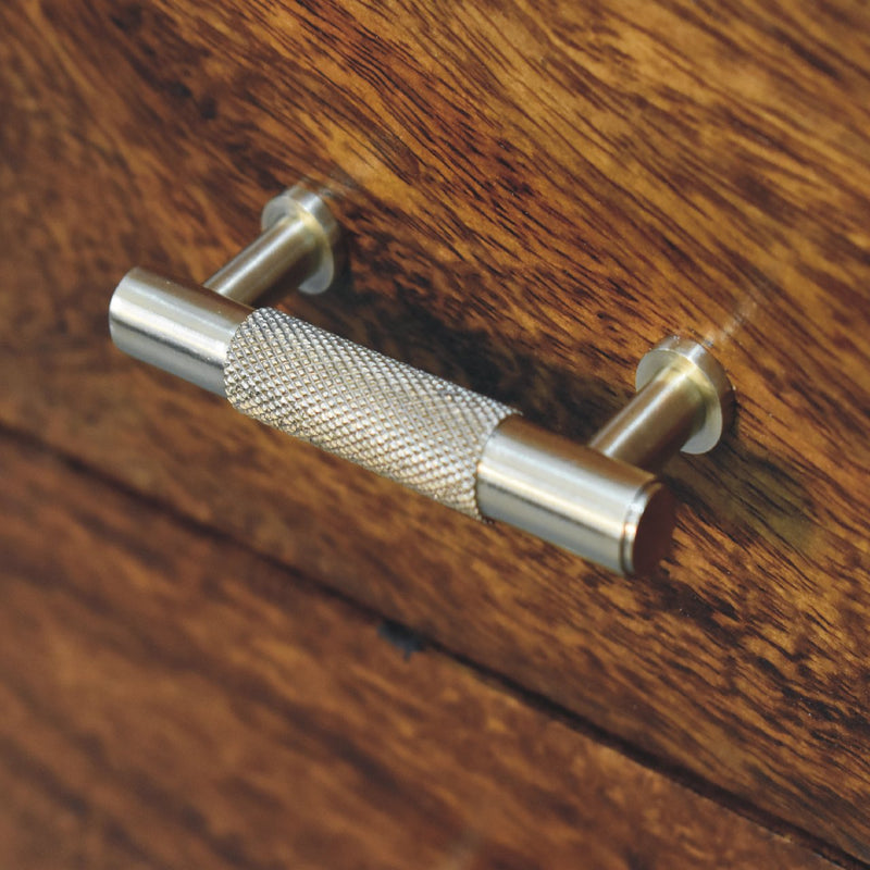 18" Brown Solid Wood Three Drawer Nightstand