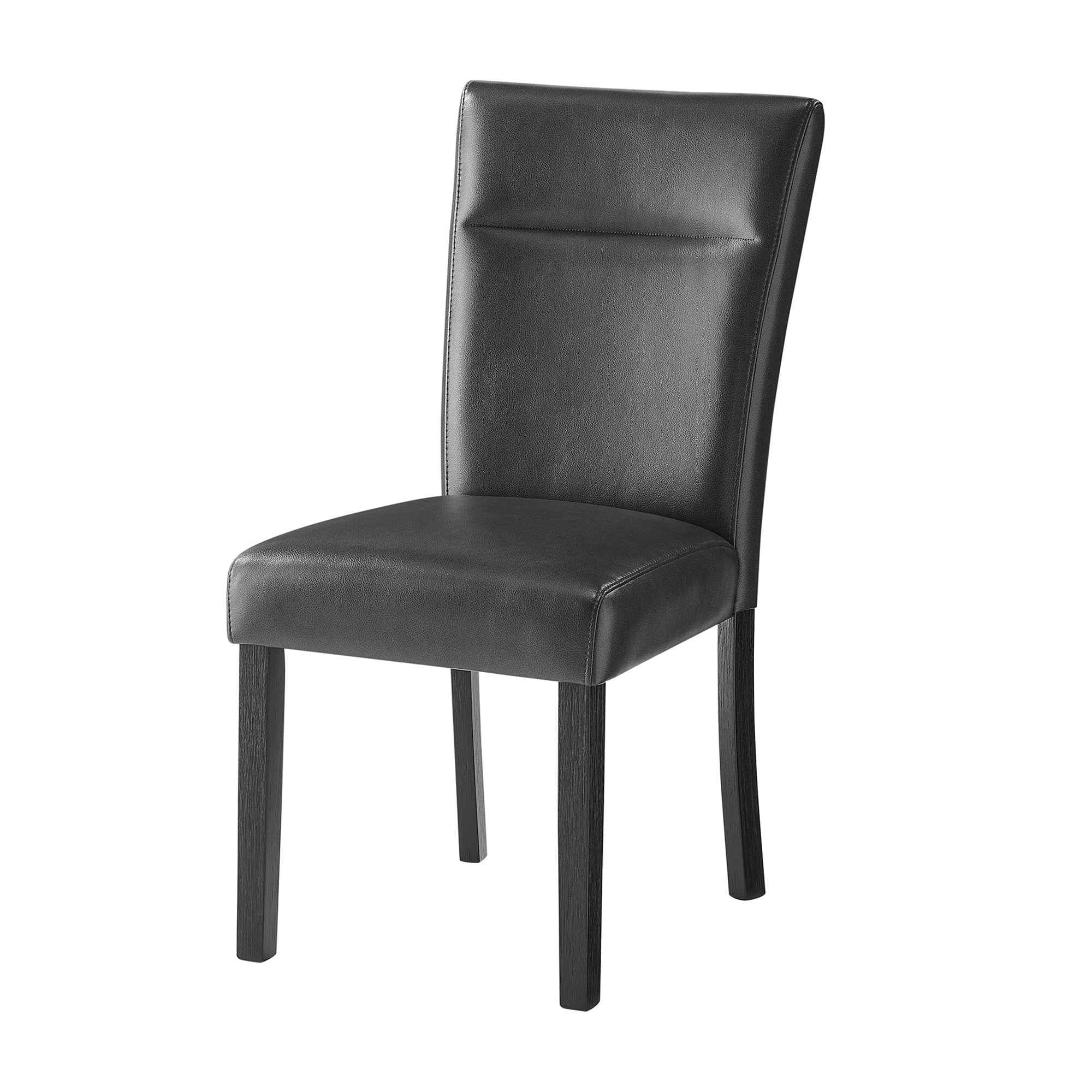 Set of Two Charcoal and Black Faux Leather And Wood Dining Side Chairs