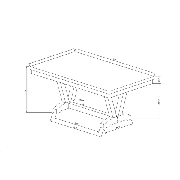 72" Black Wood Trestle Base Dining Table - GreatEagleInc