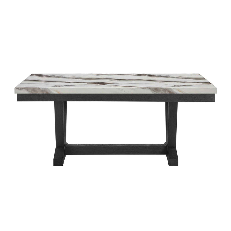 72" Black Wood Trestle Base Dining Table
