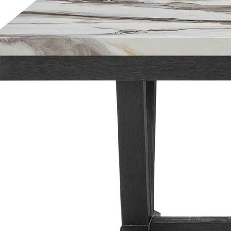 72" Black Wood Trestle Base Dining Table