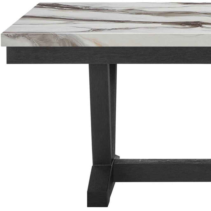 72" Black Wood Trestle Base Dining Table