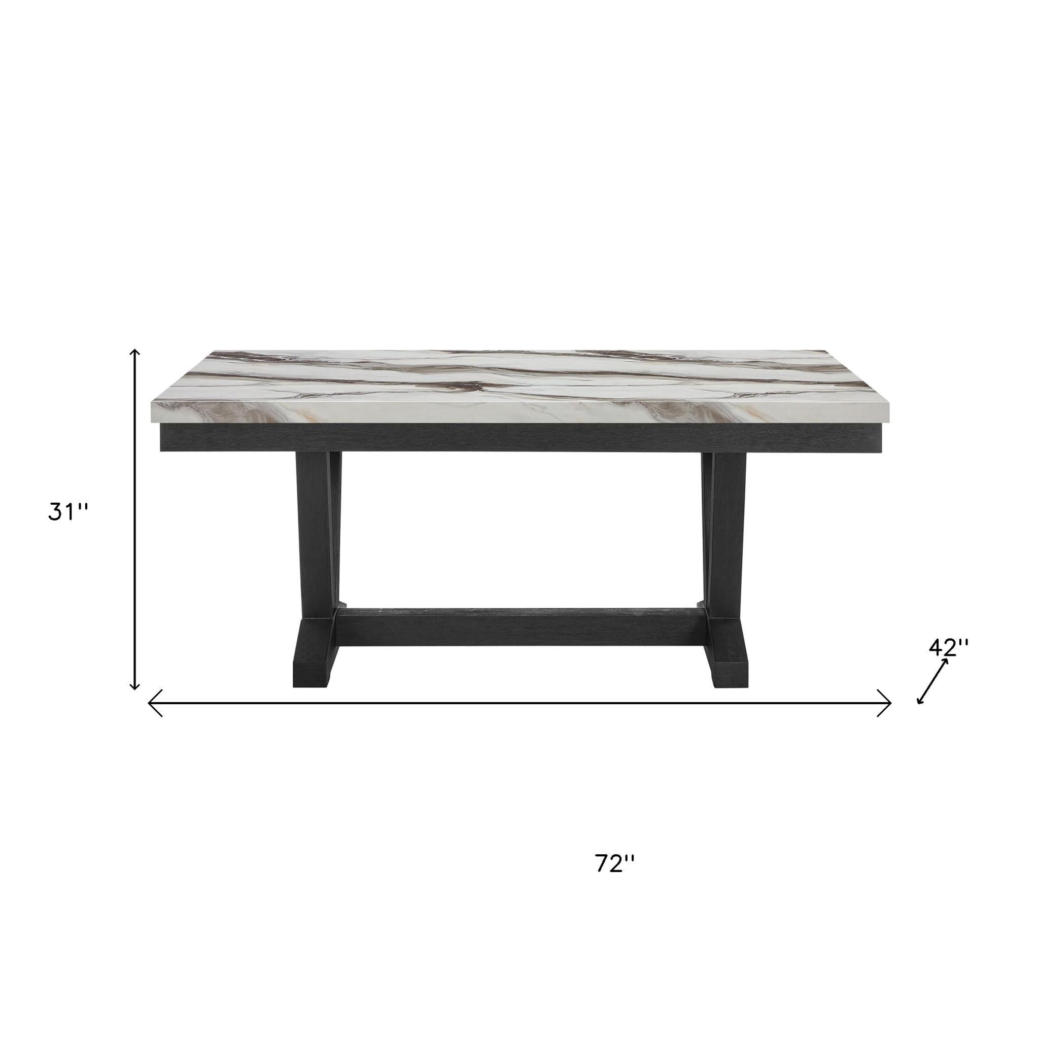72" Black Wood Trestle Base Dining Table - GreatEagleInc