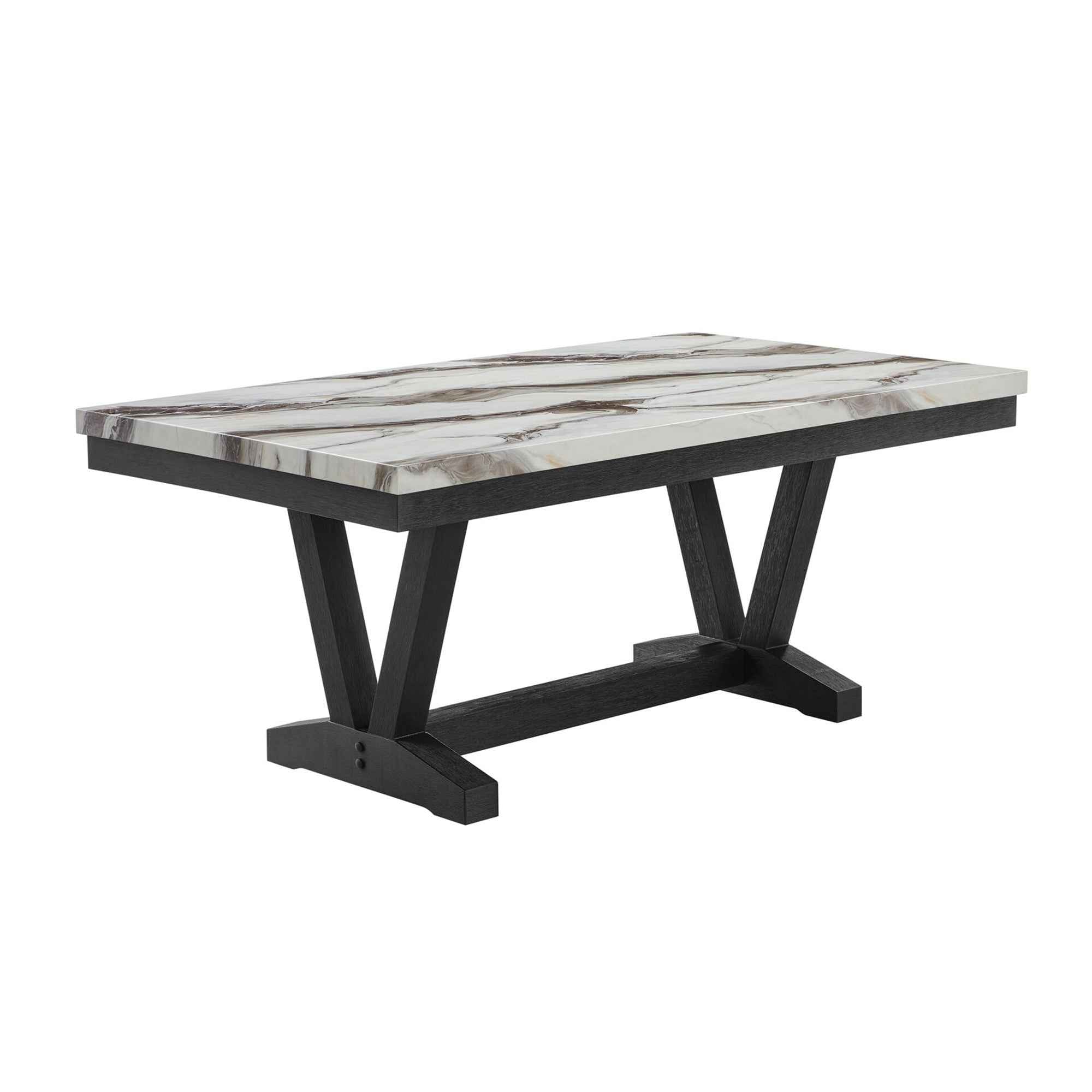 72" Black Wood Trestle Base Dining Table