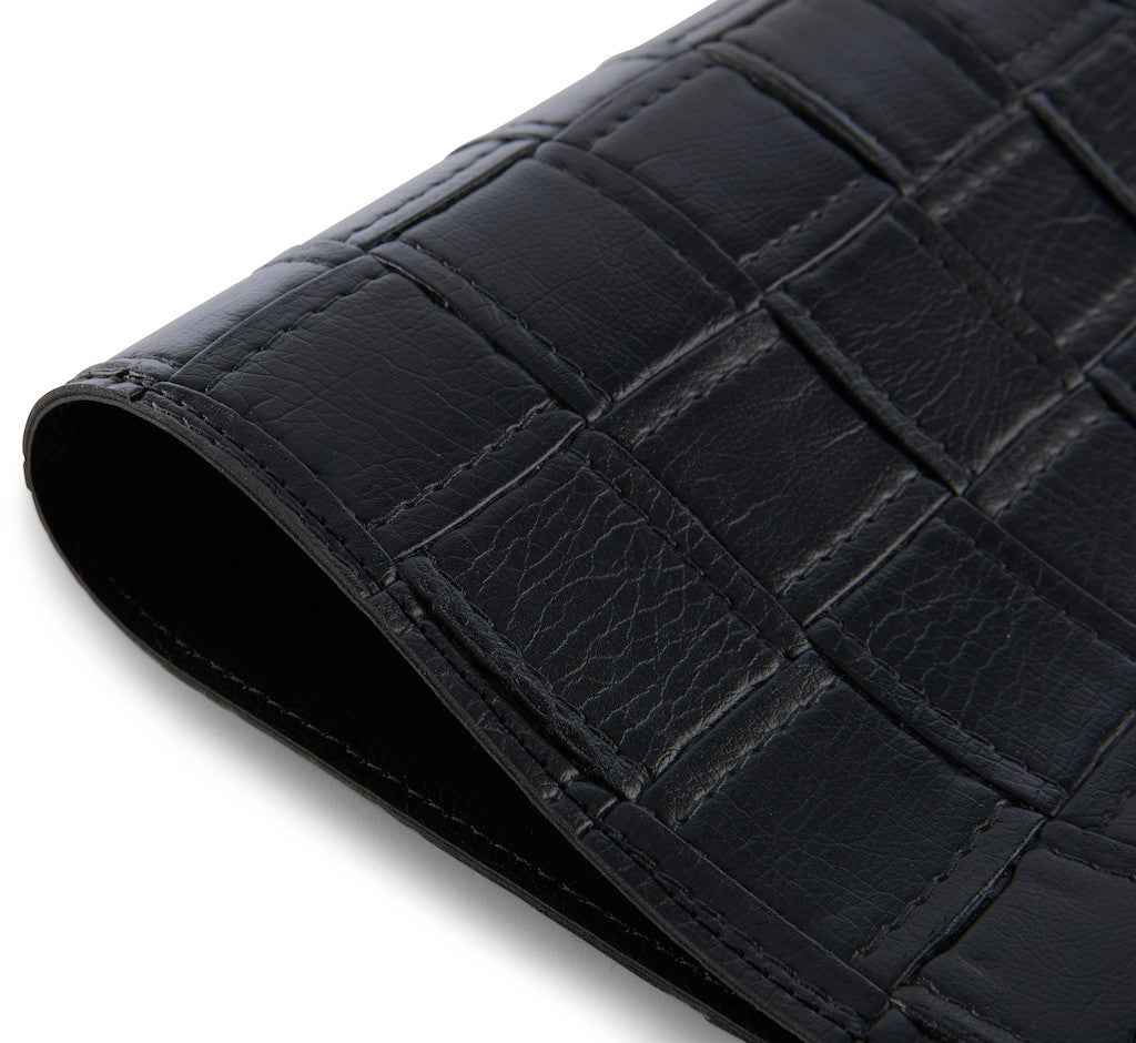 18" Set of Four Black Basketweave Faux Leather Placemats