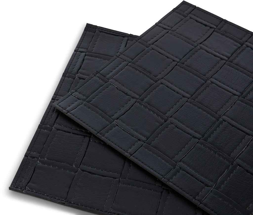 18" Set of Four Black Basketweave Faux Leather Placemats