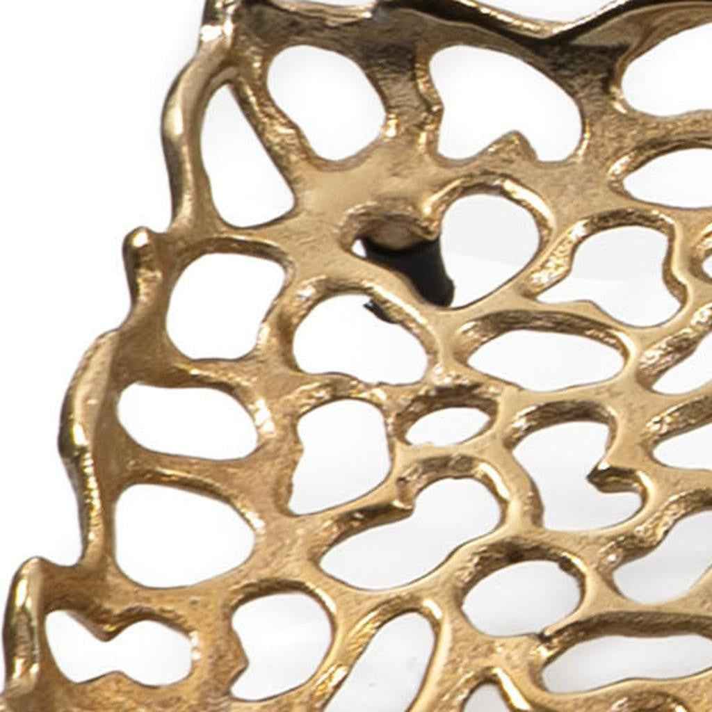 28" Gold Metal Abstract Coral Tray