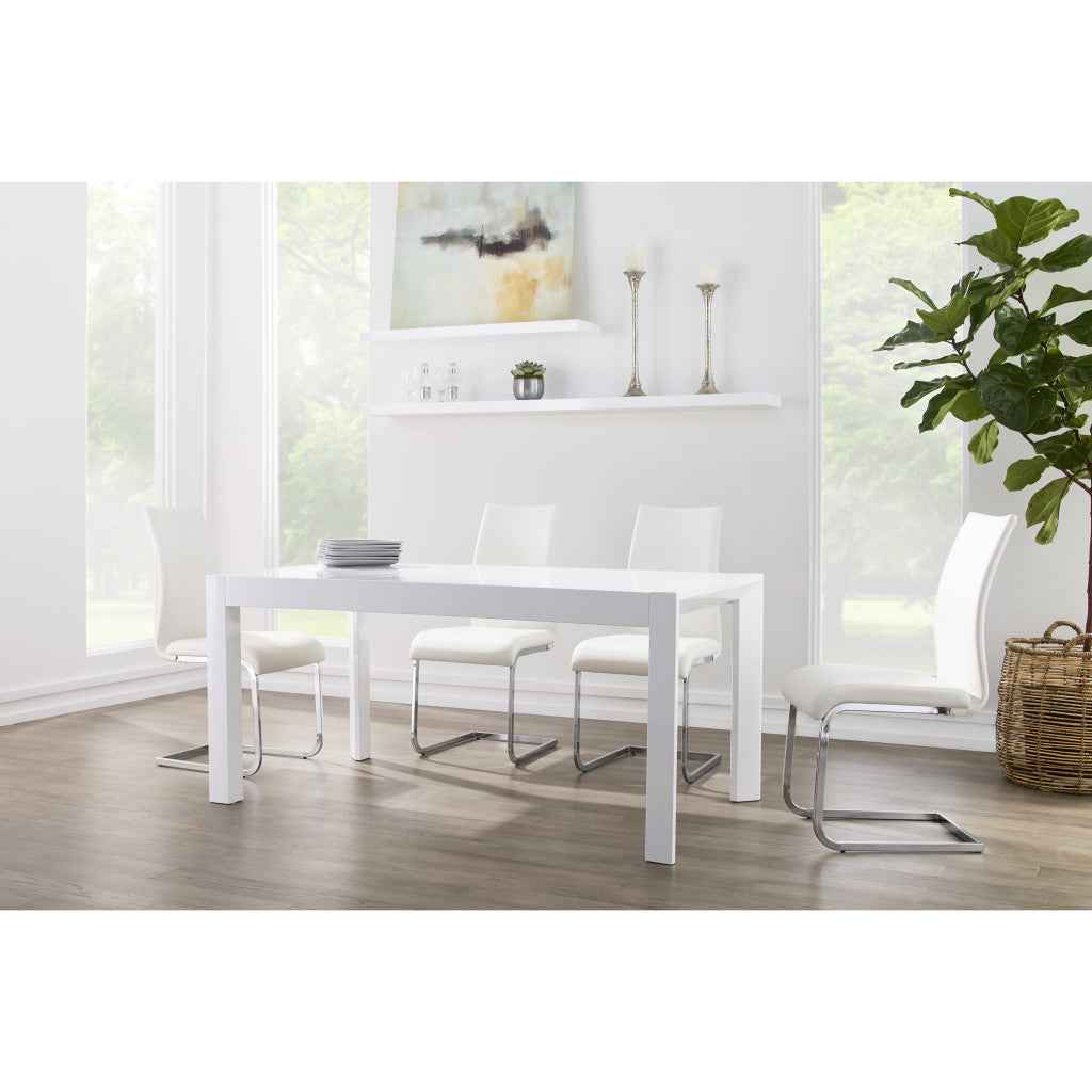 63" White Wood Dining Table
