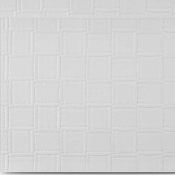 18" Set of Four White Basketweave Faux Leather Placemats