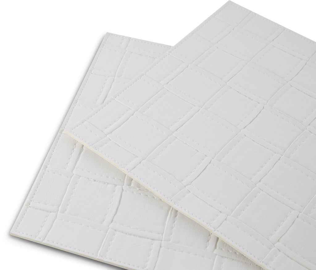 18" Set of Four White Basketweave Faux Leather Placemats