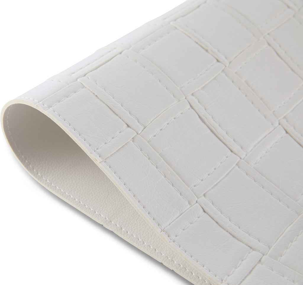 18" Set of Four White Basketweave Faux Leather Placemats