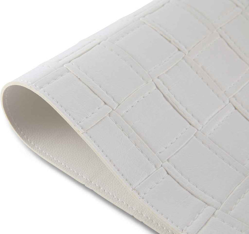 18" Set of Four White Basketweave Faux Leather Placemats