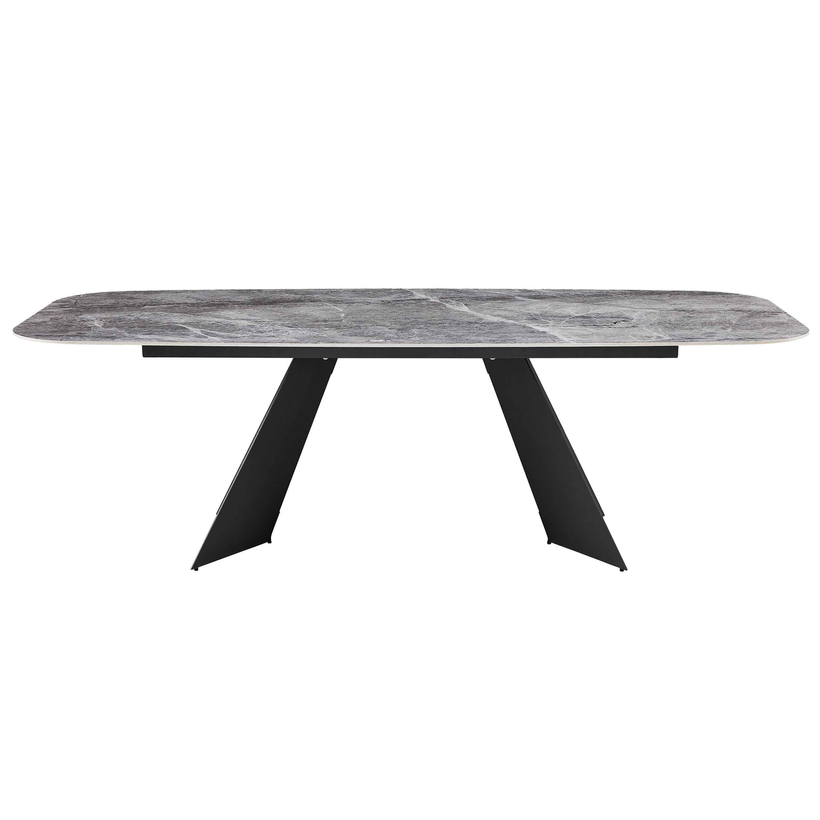 94" Gray and Black Ceramic and Steel Double Pedestal Base Dining Table