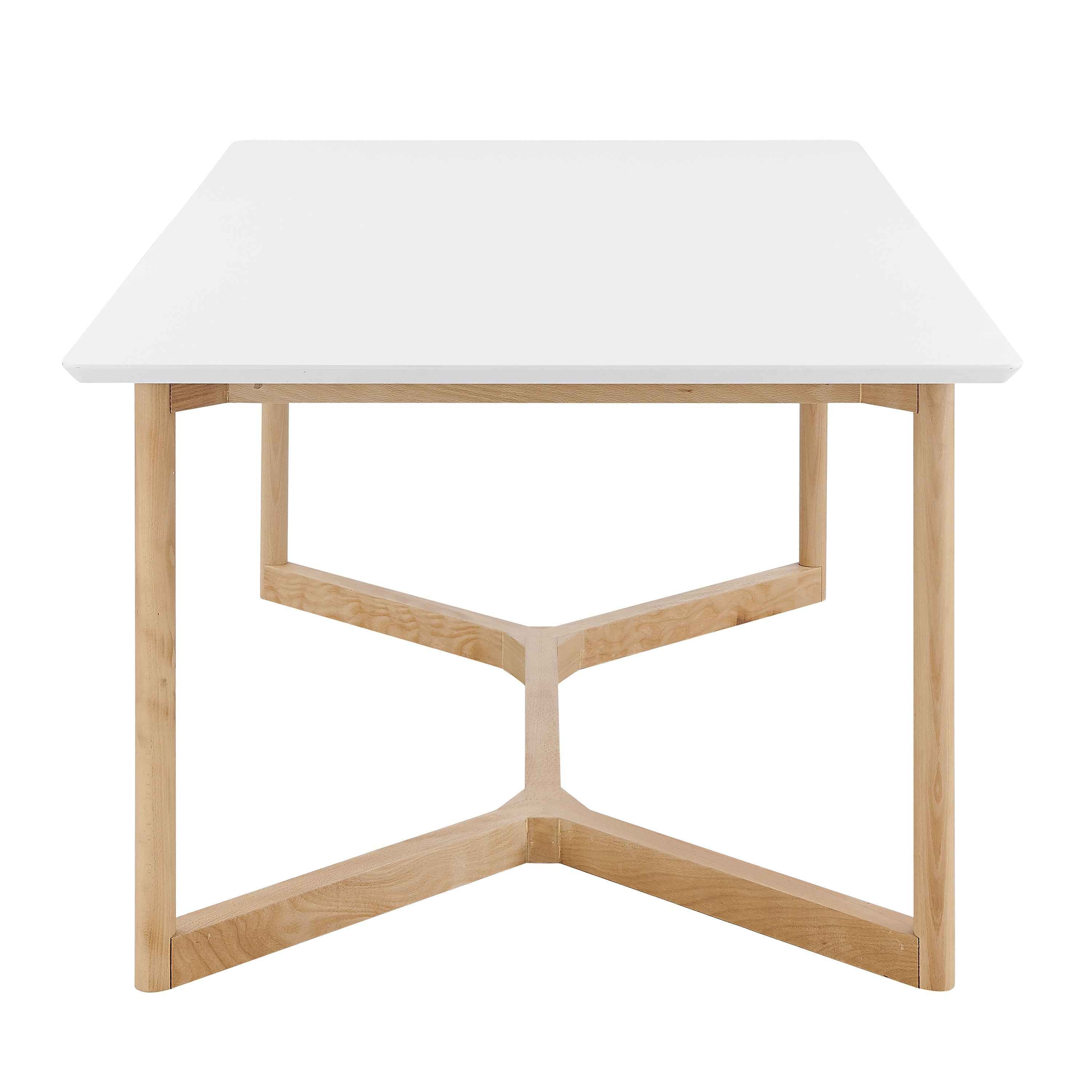 63" White and Natural Solid Wood Sled Base Dining Table