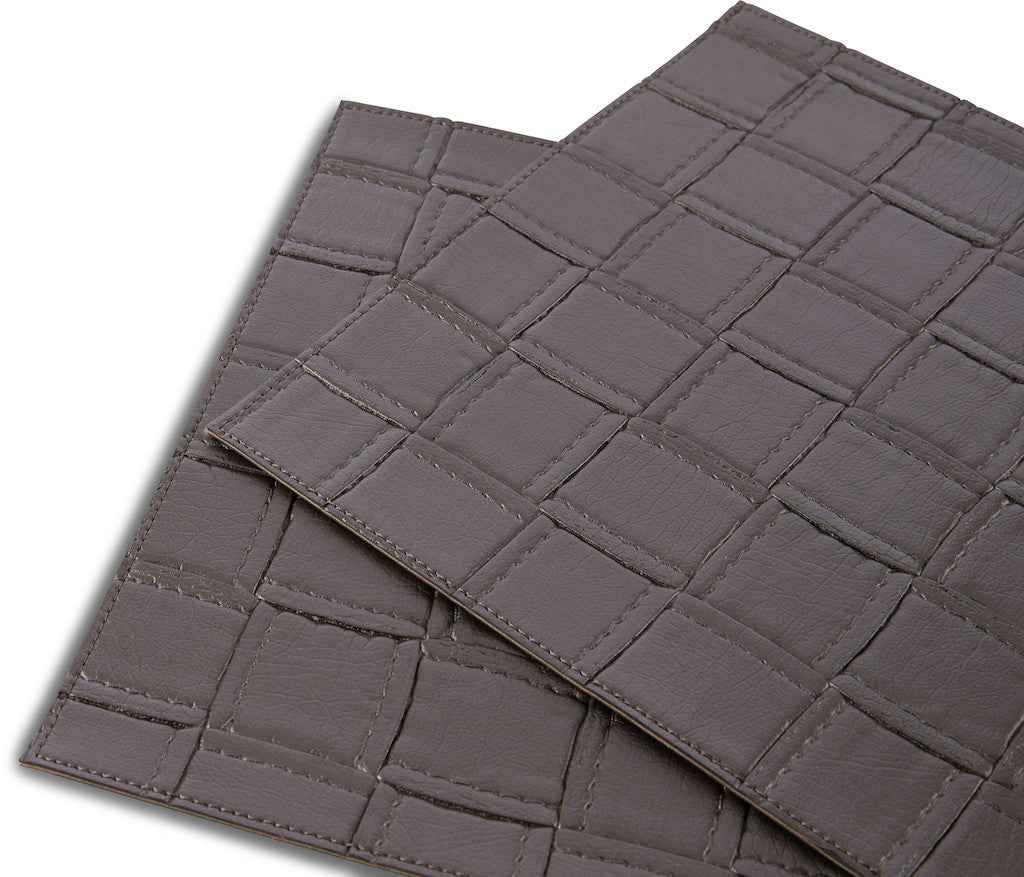 18" Set of Four Espresso Basketweave Faux Leather Placemats