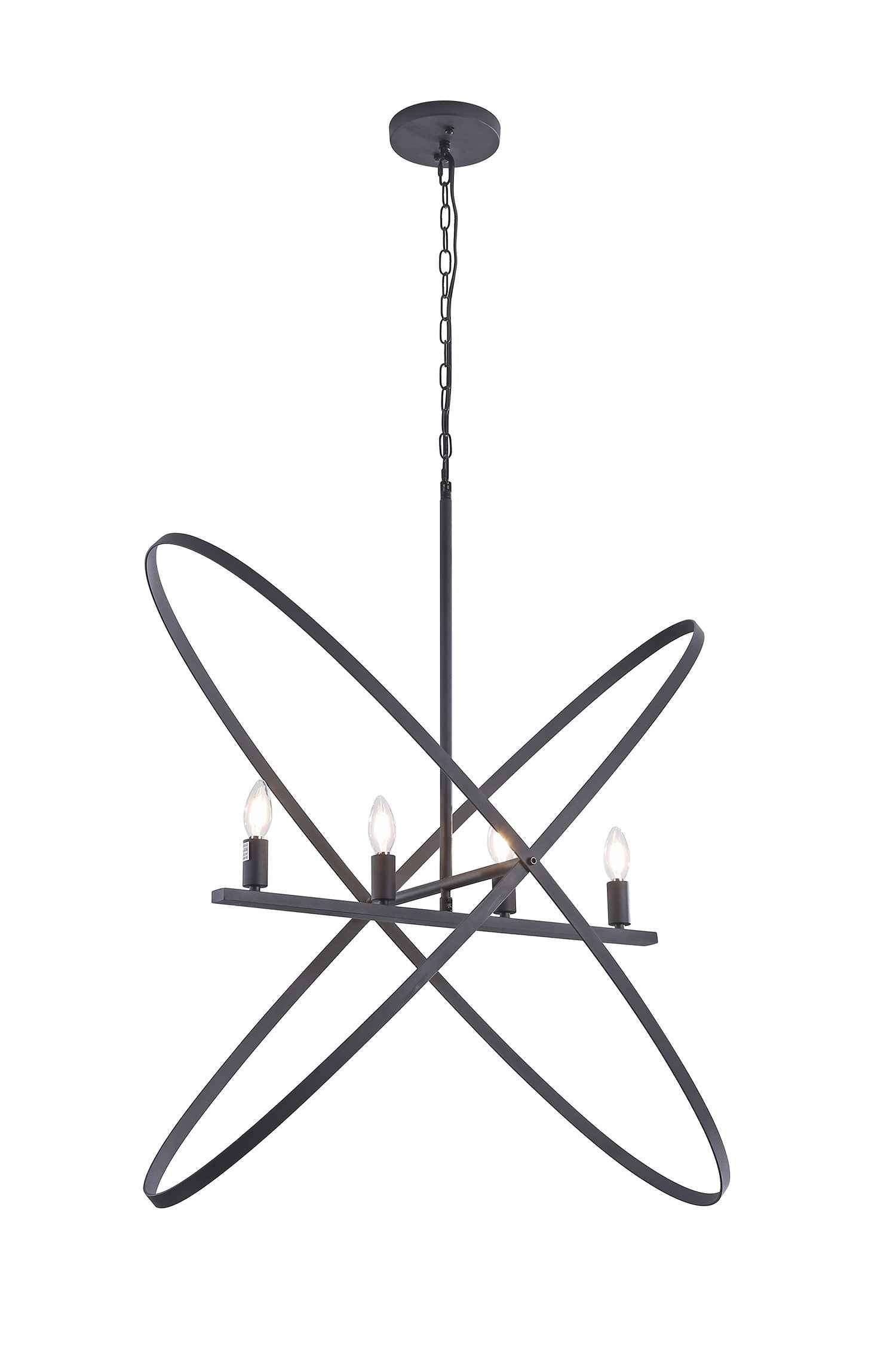 Black Unique Statement Four Light Metal Chandelier