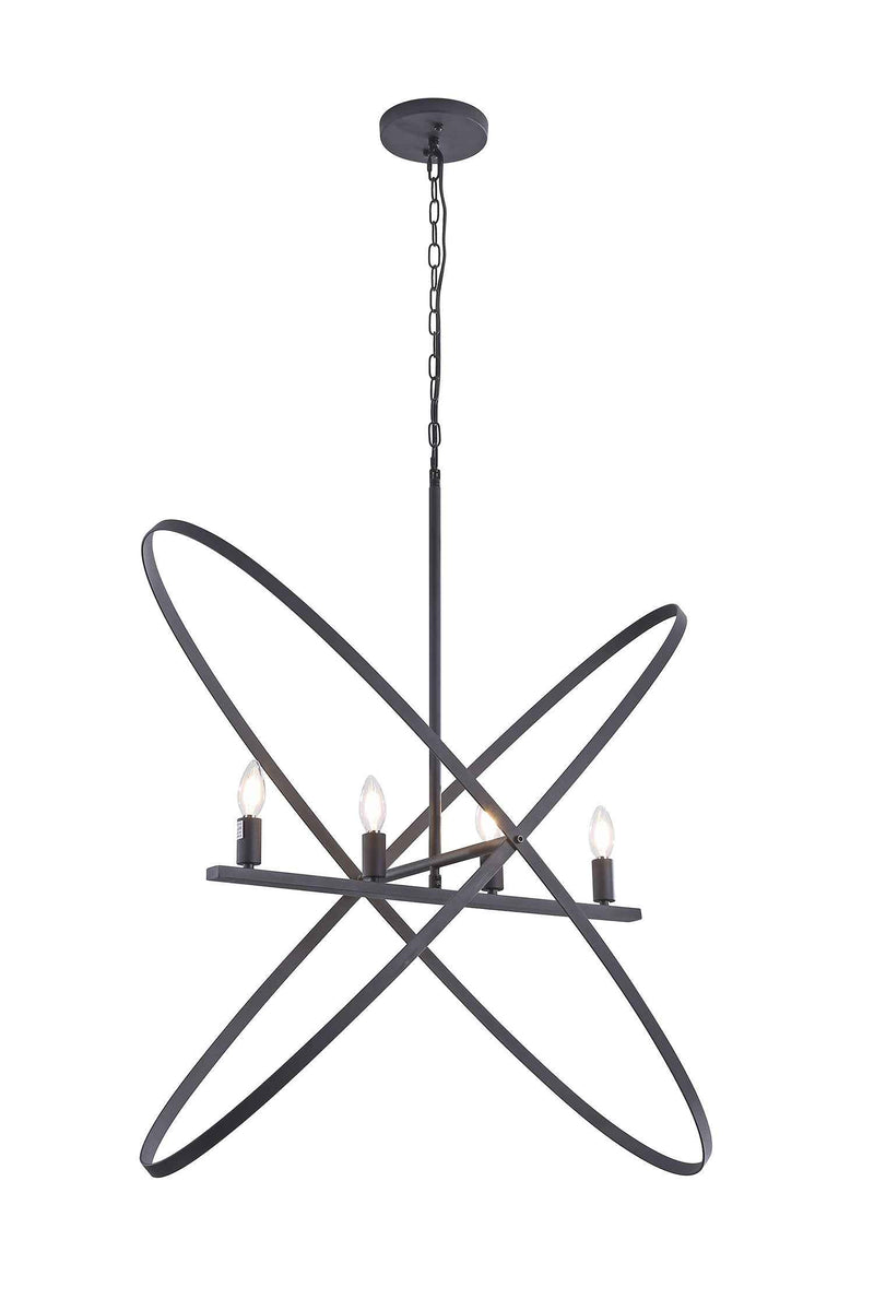 Black Unique Statement Four Light Metal Chandelier