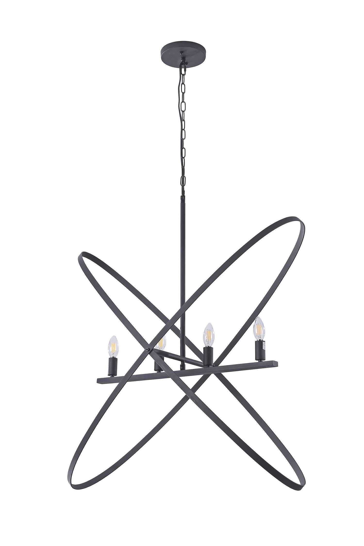 Black Unique Statement Four Light Metal Chandelier