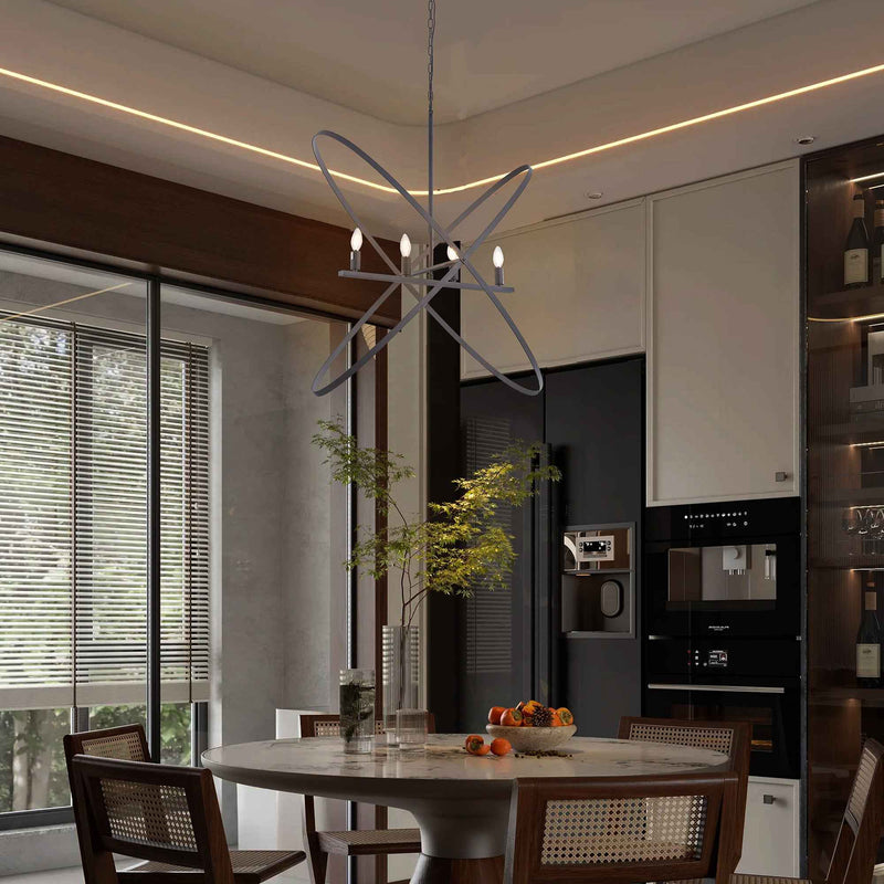 Black Unique Statement Four Light Metal Chandelier