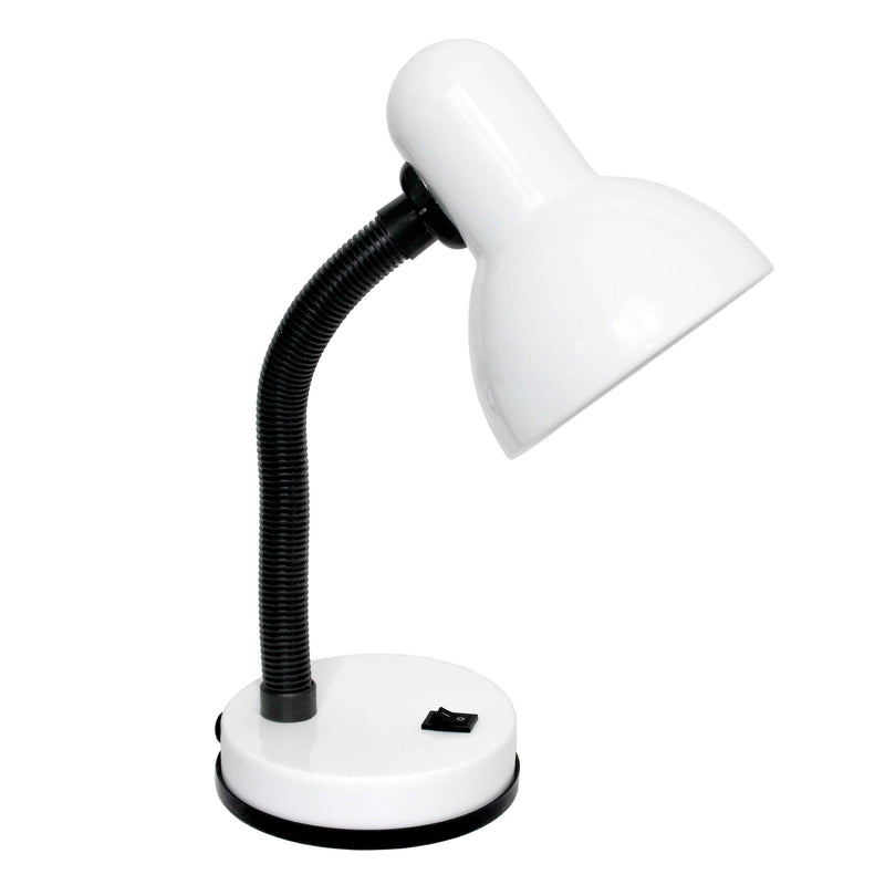 14" White Metal Swing Arm Table Lamp